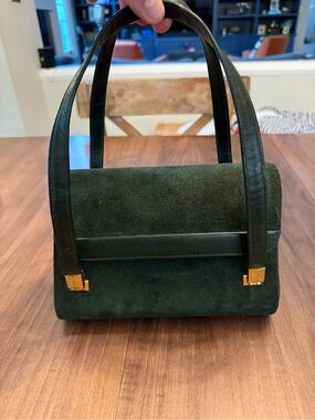 Vintage Dark Green Suede Top-Handle Women's Bag by Lewis